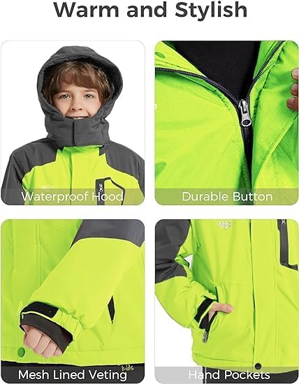 Wantdo Jungen Berg Ski Jacke Warmer Winter Fleece Mäntel Wasserdichter Atmungsaktive Jacke Outdoor K