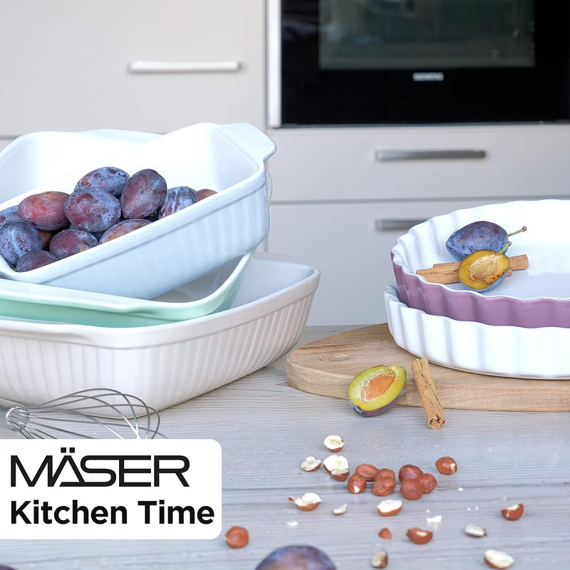 MÄSER 931137 Serie Kitchen Time, Auflaufformen rechteckig im 2er Set, eckige Ofenformen, ideal auch