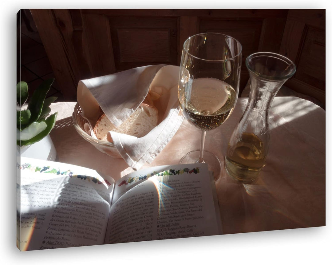 deyoli Brot und Wein Format: 100x70 als Leinwand, Motiv fertig gerahmt auf Echtholzrahmen, Hochwerti