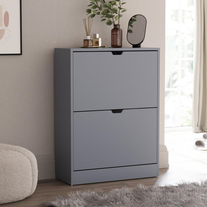 Vida Designs Schuhschrank, Grau, 80H x 60W x 24D, Grau