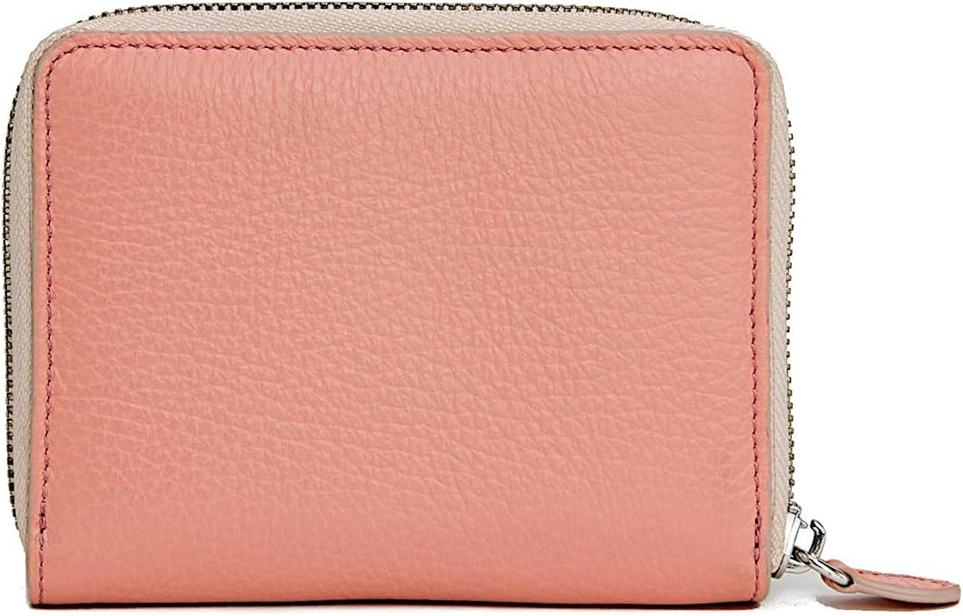 GIUDI ® Geldbörse Damen, Echtleder, Salmone/Nude, Pastellfarbe, Münzfach, Kartenfächer, Portemonnaie