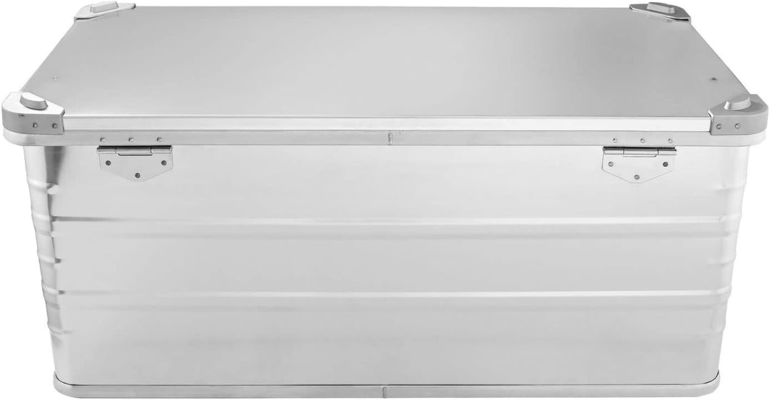 Alubox Alukiste abschliessbar E141 - Premium Aluminium Lagerbox 141 Liter - Deckel mit Aluminium Dru