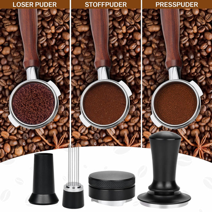 51mm Kaffeetamper Set, Kaffeetamping-Set inkl. 51mm Kaffee-Tamper mit Base, Coffee Leveler Verteiler