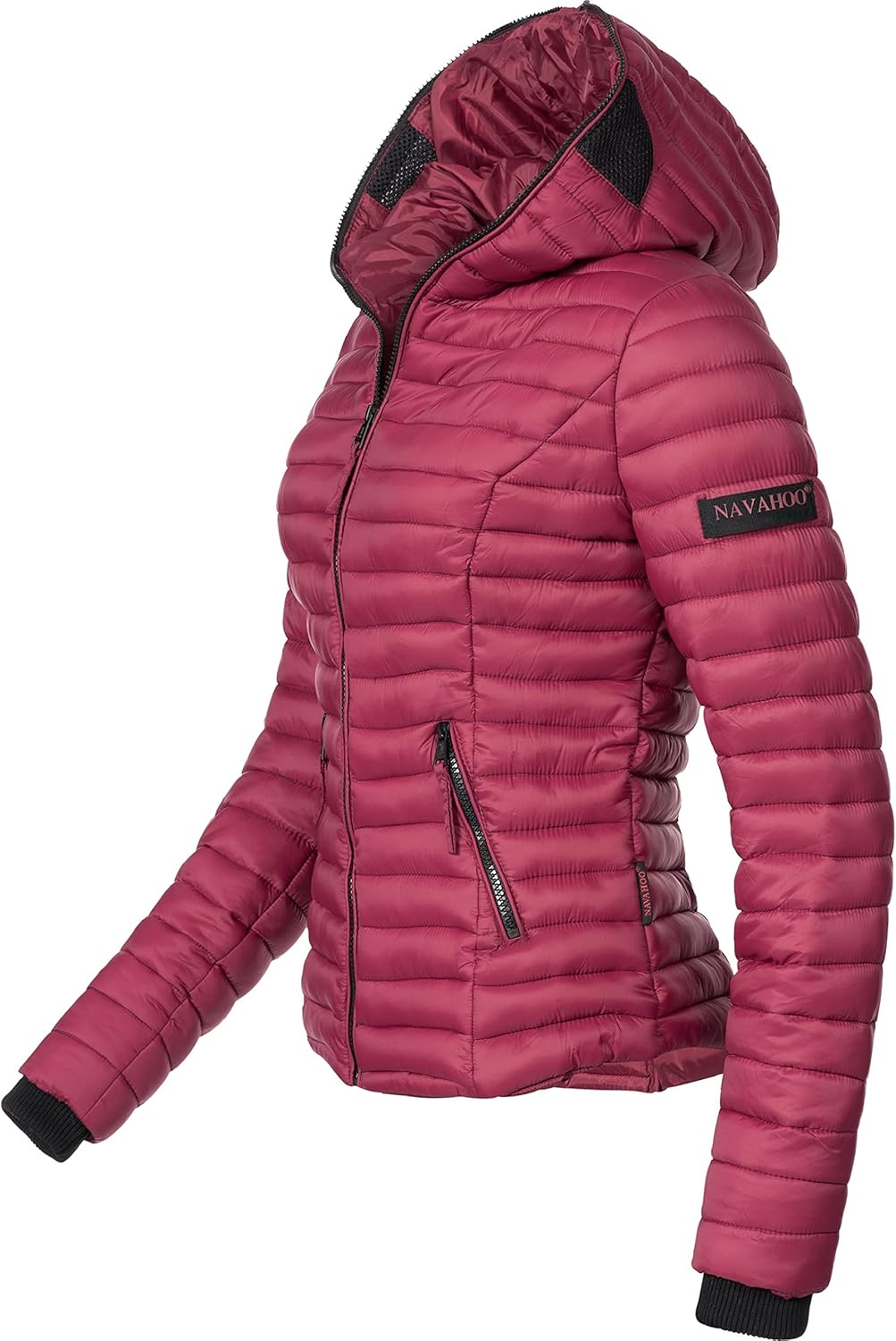 Navahoo Damen Damen leichte Übergangsjacke Steppjacke mit Kapuze Kimuk XS-XXL S Bordeaux, S Bordeaux