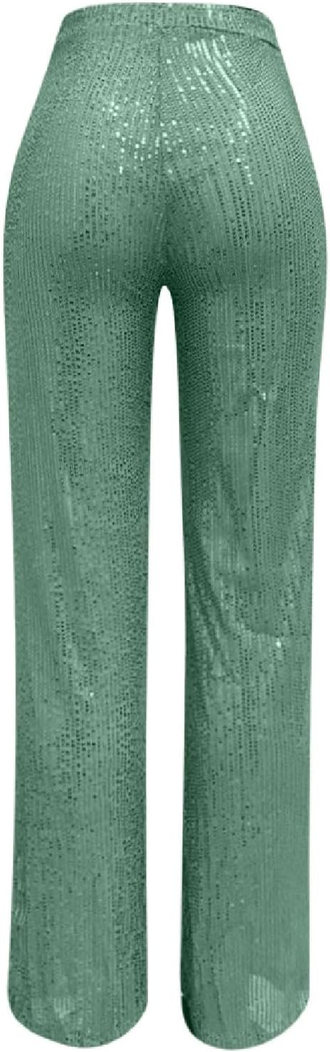 Generisch 2025, lässige Paillettenhose, glitzernde Pailletten, hohe Taille, weites Bein, Schlaghose,