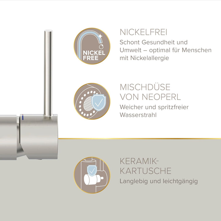 Lenz KALANI² Küchenarmatur mit Pendelbrause nickel-matt 46070322, Nickel-matt