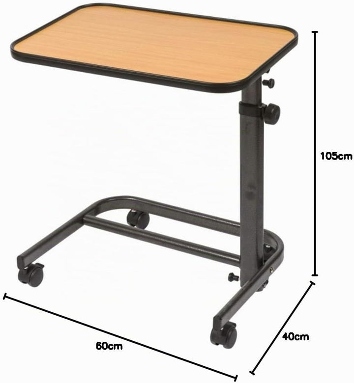 FabaCare Beistelltisch Luxus, stufenlos höhenverstellbarer Pflegetisch, Betttisch auf Rollen, Tisch