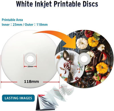 PlexDisc DVD-R, wasserfest, glänzend, für Tintenstrahldrucker bedruckbar, DVD-R, 16 x 4,7 GB, 50 Dis