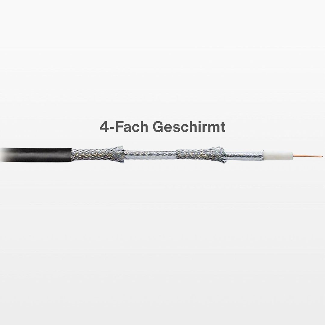 PremiumX 100m Basic Koaxialkabel schwarz 135dB 4-Fach geschirmt SAT TV Koax Antennenkabel Satelliten