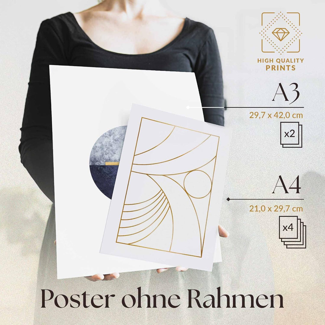Heimlich® Premium Poster Set OHNE Bilderrahmen | 2 x DIN A3 &amp; 4 x DIN A4 - ca. 30x42 &amp; 21x30 | Stilv