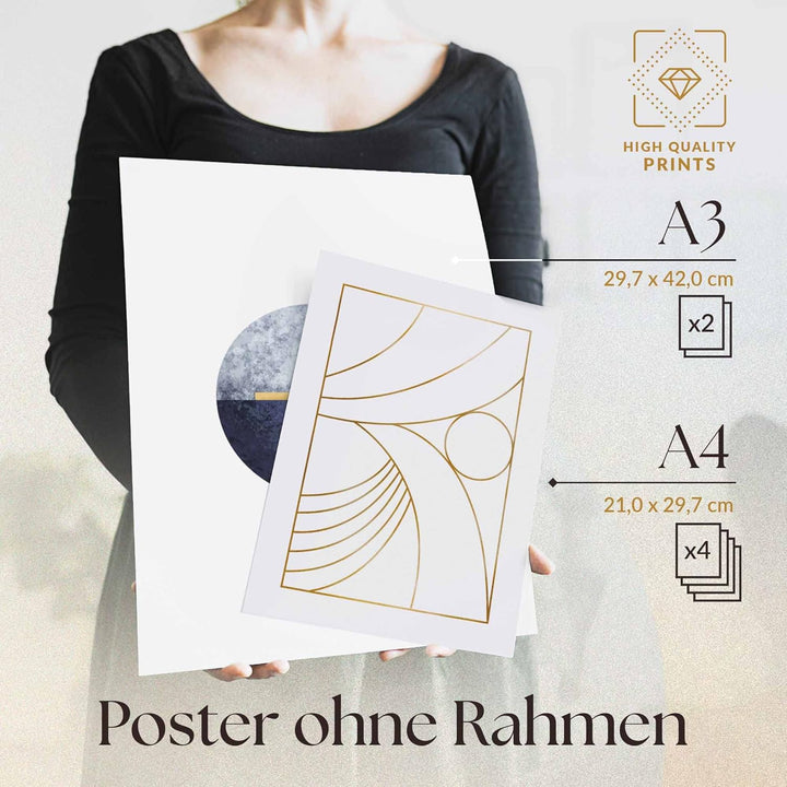 Heimlich® Premium Poster Set OHNE Bilderrahmen | 2 x DIN A3 &amp; 4 x DIN A4 - ca. 30x42 &amp; 21x30 | Stilv