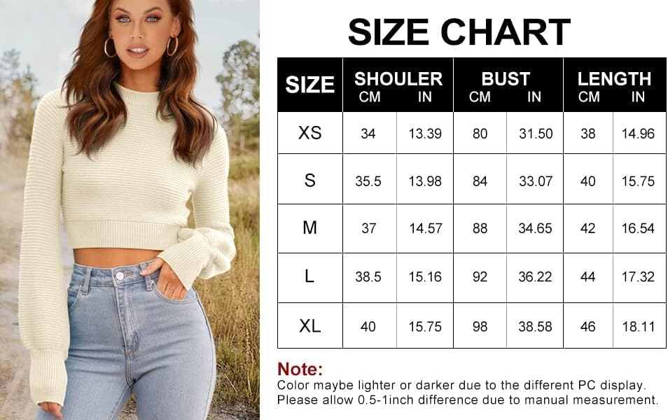 GeGekoko Damen Strickpullover Kurz Sexy Cropped Pullover mit Rundhalsausschnitt Herbst Winter Warmer