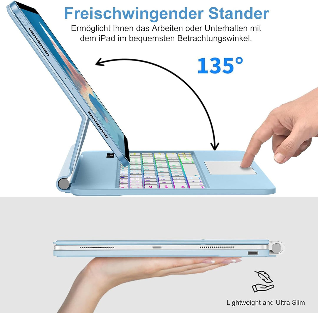 Magic Tastatur Hülle für iPad Air 13 2025/2024 (M3/M2), Magic Keyboard für iPad Pro 12.9 (6/5/4/3 Ge