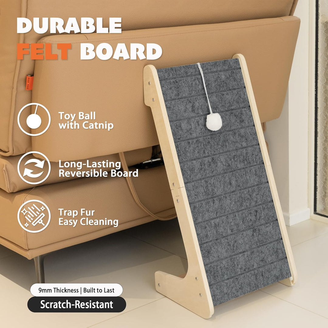 PETKARAY Filz Katzenkratzbrett in L-Form, Kratzmatte & Kratzrampe, Kratzsäule ohne Steckverbindung m