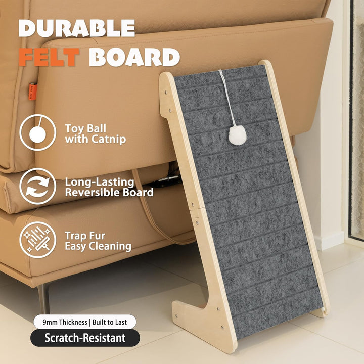 PETKARAY Filz Katzenkratzbrett in L-Form, Kratzmatte & Kratzrampe, Kratzsäule ohne Steckverbindung m