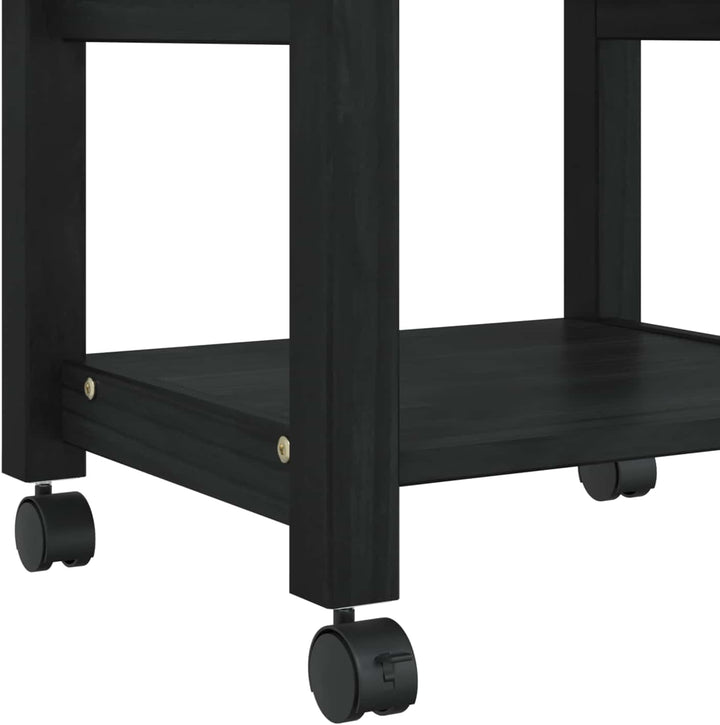 vidaXL Küchentrolley MONZA Schwarz 48 x 40 x 88,5 cm Massivholz Kiefer, Moderner Küchenwagen, erweit