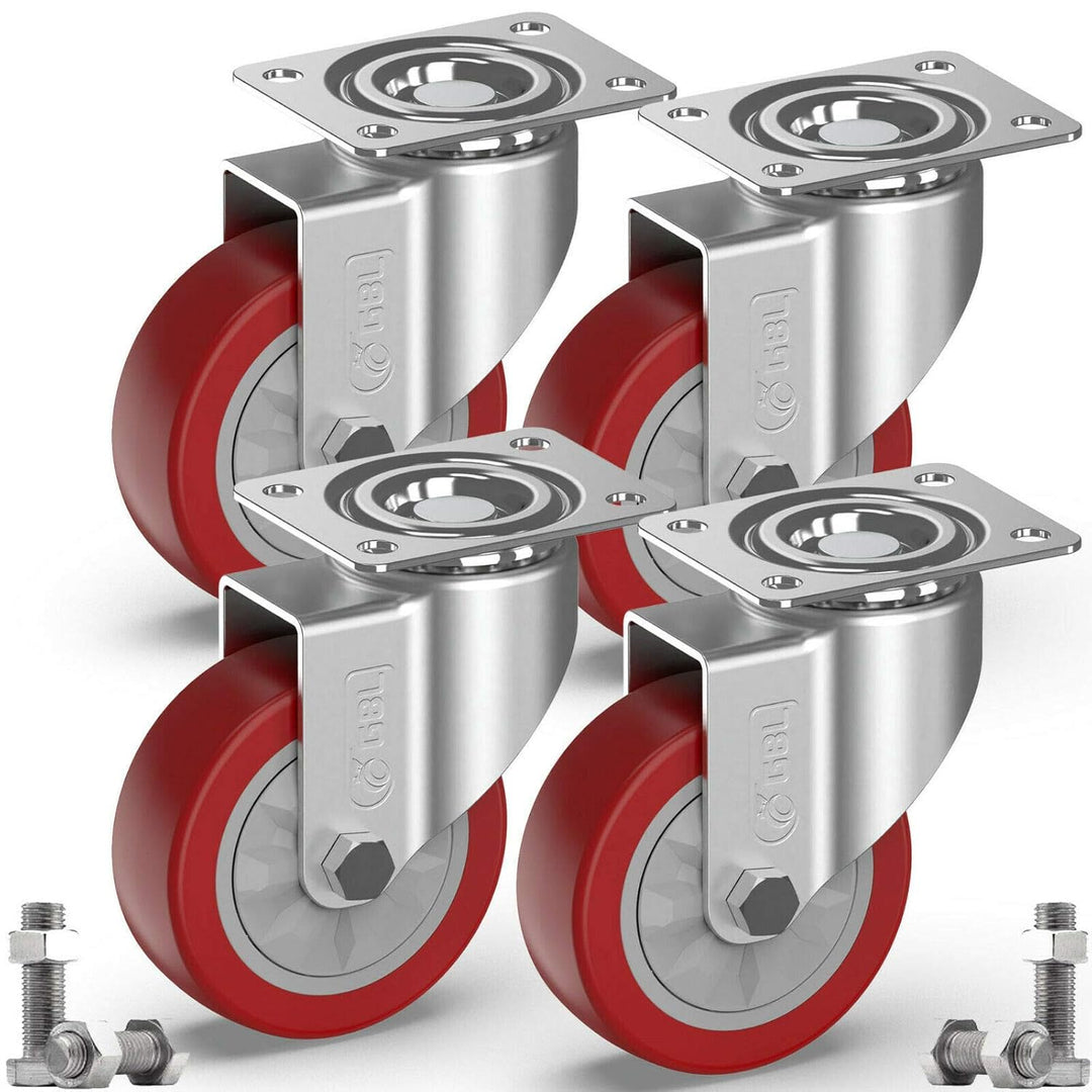 GBL Möbelrollen Schwerlast + Schrauben - 100mm 600KG - 4 Lenkrollen gross ohne Möbel Bremse - keine