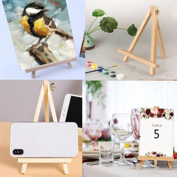 12 Stück 19 cm Mini-Holzstaffelei, Naturholz-Ausstellungsständer, Künstler-Staffelei, Tischhalter, S