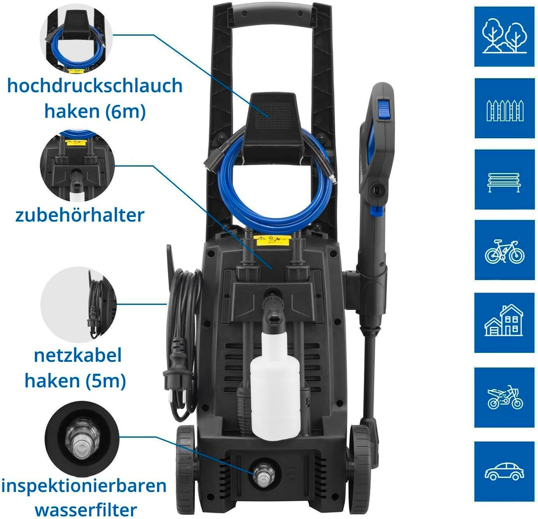 AR Blue Clean Hochdruckreiniger e-1600P mit Patio Cleaner und Feste Bürste (1600 W, 125 bar, 420 l/h