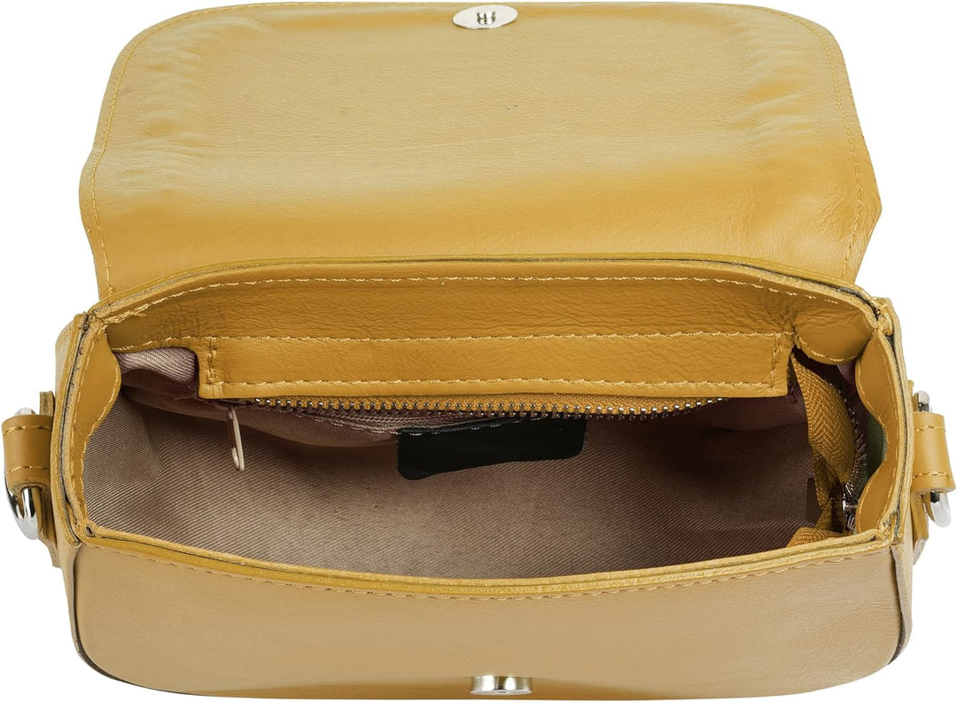 Cluty Umhängetasche echt Leder Damen - 021316 Gelb, Gelb