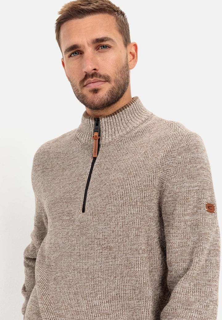camel active Herren Feinstrick Troyer aus Baumwollmix XXL Beige, XXL Beige