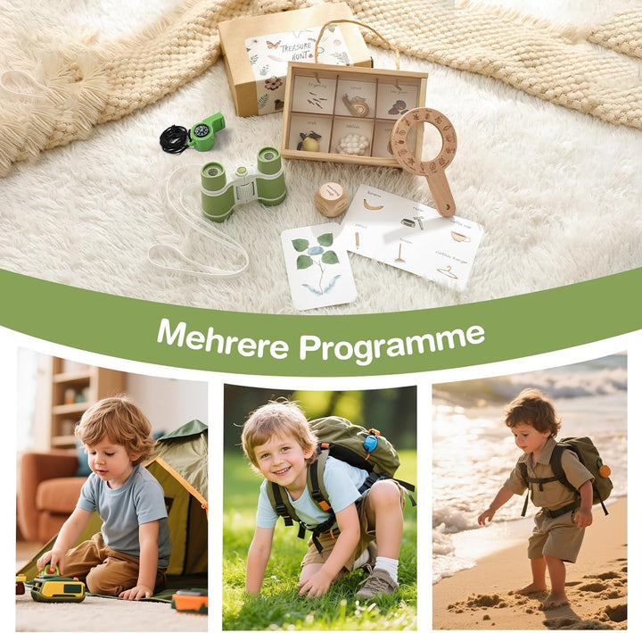 WOODEN TEETHER Forschersets für Kinder ab 3 Jahren, Entdecker Set Indoor und Outdoor Suchspiel für G