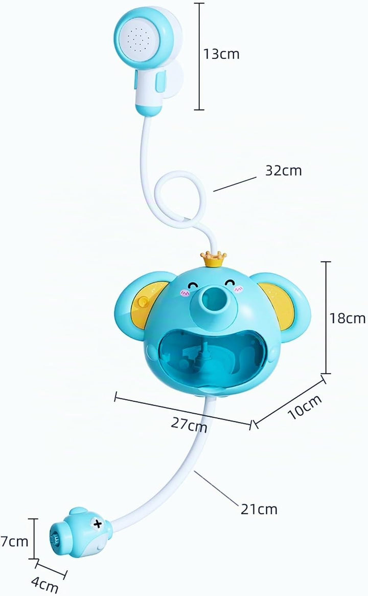 SPITZER TOYS Schaum-Elefant mit Babydusche, Badespielzeug mit Seifenblasen &amp; Musik, Badewannenspielz