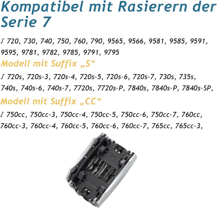 2 Stück 70S Scherkopf Kompatibel mit Braun Series 7, Scherkopf für Braun S7 Elektrorasiererkopf Ersa