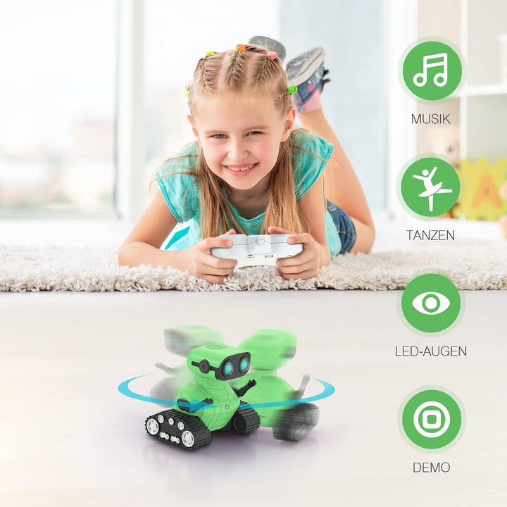 ALLCELE Roboter Kinder Spielzeug, Wiederaufladbares Ferngesteuertes Roboter Spielzeug mit LED-Augen