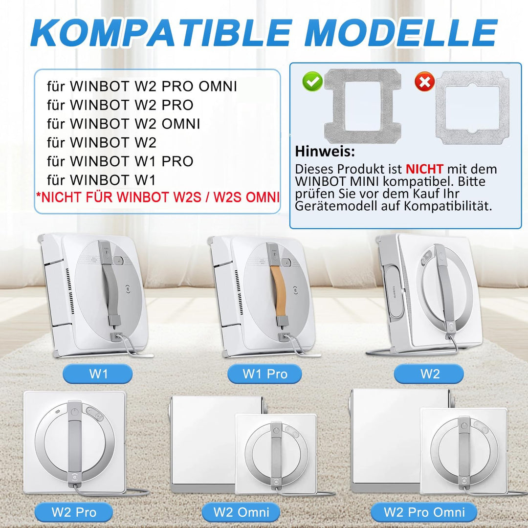 8 Stück Reinigungspad für ECOVACS WINBOT W2 PRO / W2 PRO Omni / W2 Omni / W2 / W1 Pro / W1 Fensterpu