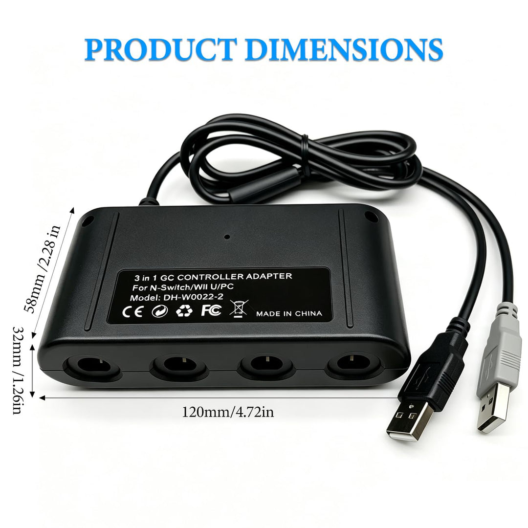 Hiacinto Gamecube Controller Adapter Switch: 4-Port USB-Adapter für Switch, PC &amp; Wii U, Plug &amp; Play