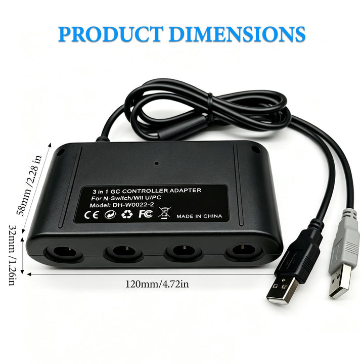 Hiacinto Gamecube Controller Adapter Switch: 4-Port USB-Adapter für Switch, PC &amp; Wii U, Plug &amp; Play