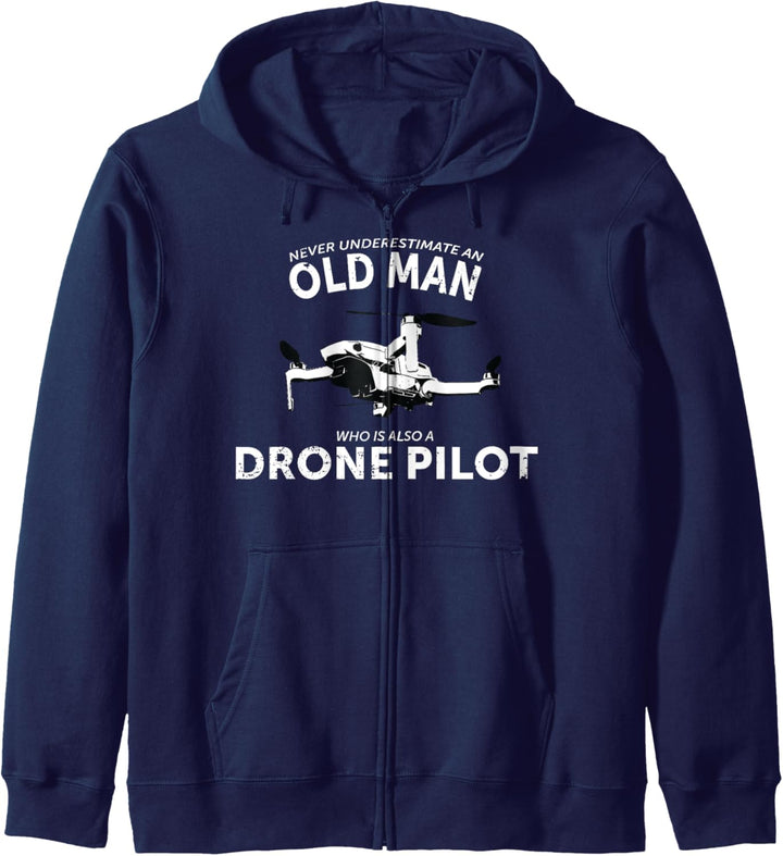 Old Man Drohne Pilot Herren Quadcopter Operator UAV Kapuzenjacke