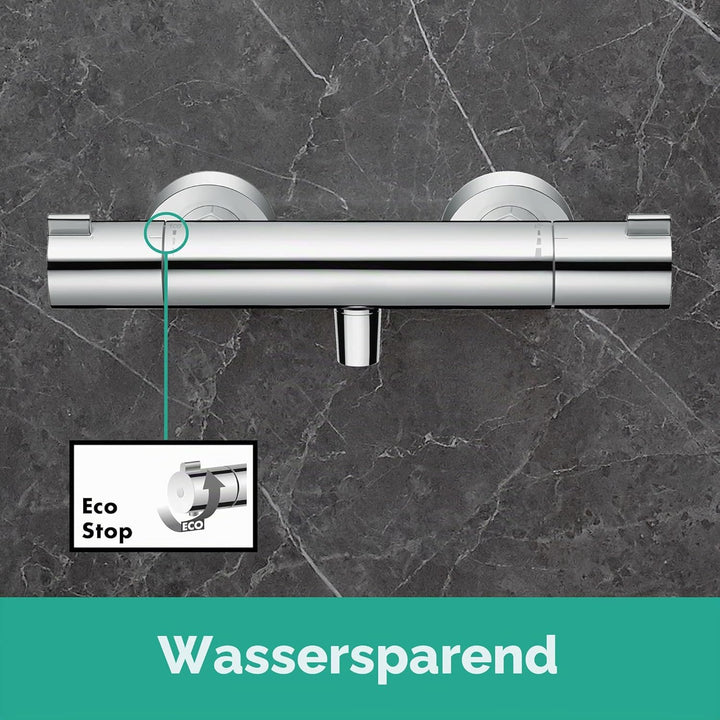 hansgrohe Ecostat - Duschthermostat Aufputz, Duscharmatur mit Sicherheitssperre (SafetyStop) bei 40°