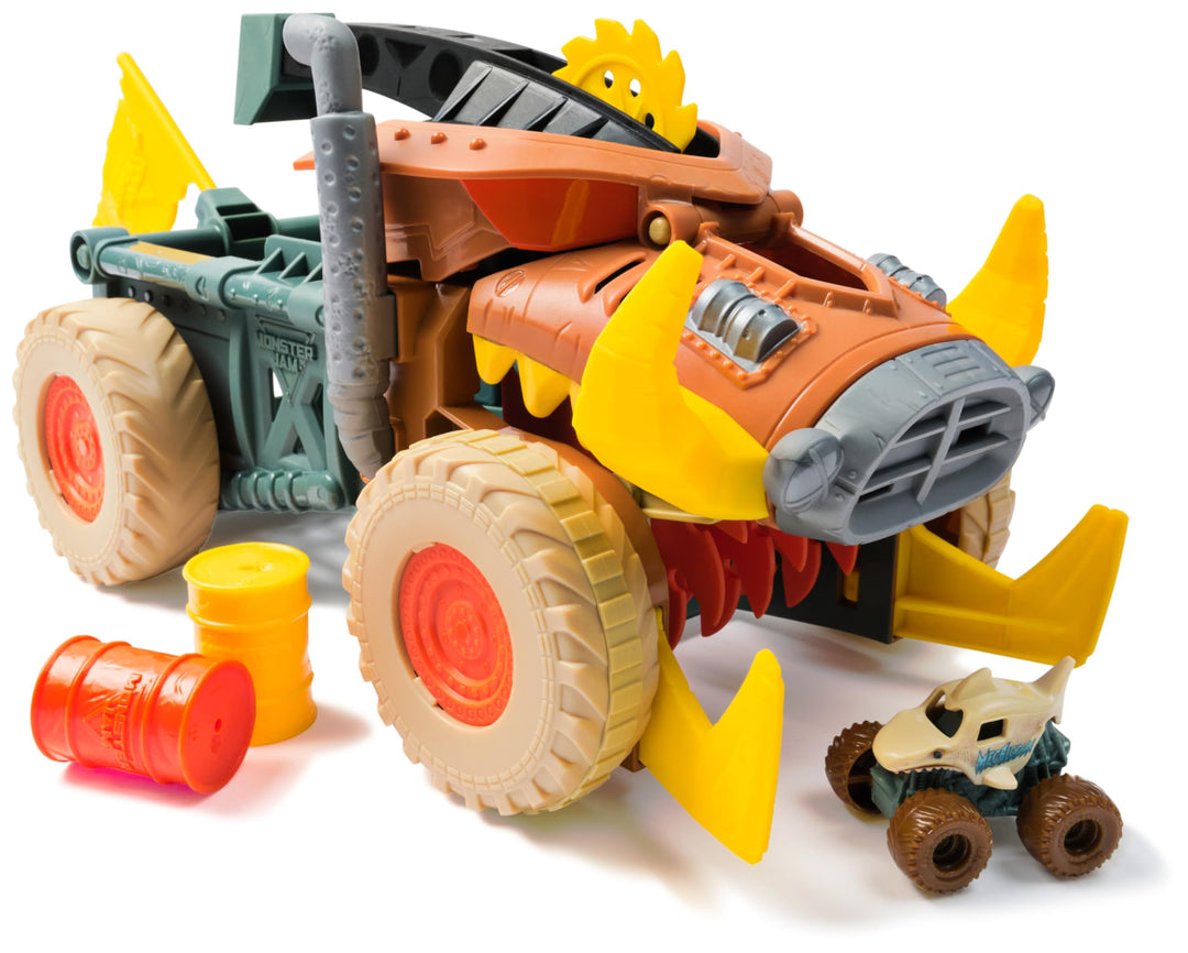 Monster Jam Mini Jam, Megalodon Mad Hog Chomper und Monster Truck, Kreativer Aufräumen und Aufbewahr