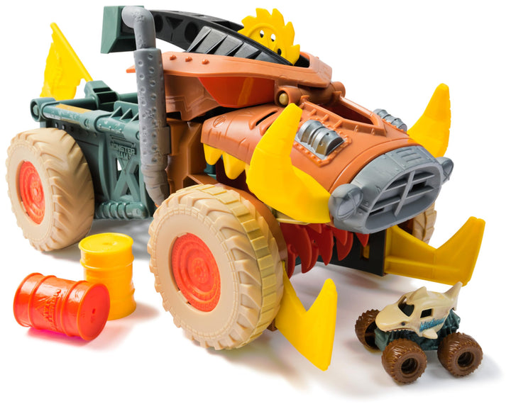 Monster Jam Mini Jam, Megalodon Mad Hog Chomper und Monster Truck, Kreativer Aufräumen und Aufbewahr