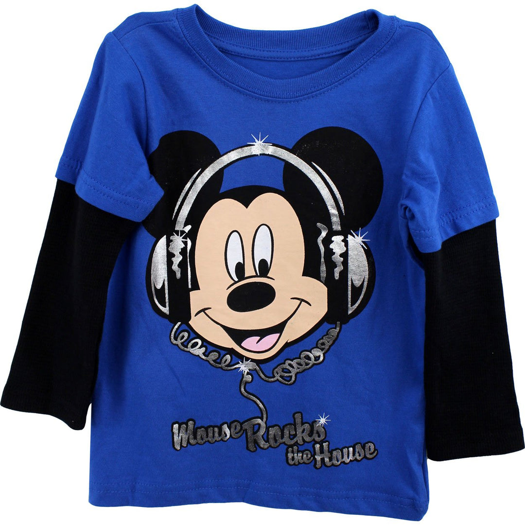 Mickey Mouse Toddler Boys Shirt Mickey Mouse Rocks The House Tee Blue (4T)