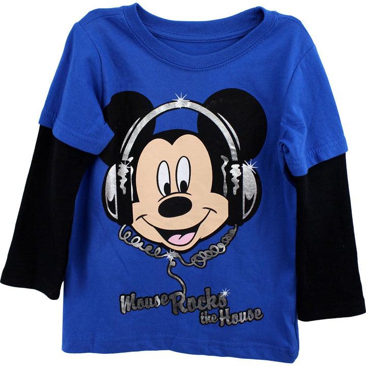 Mickey Mouse Toddler Boys Shirt Mickey Mouse Rocks The House Tee Blue (4T)