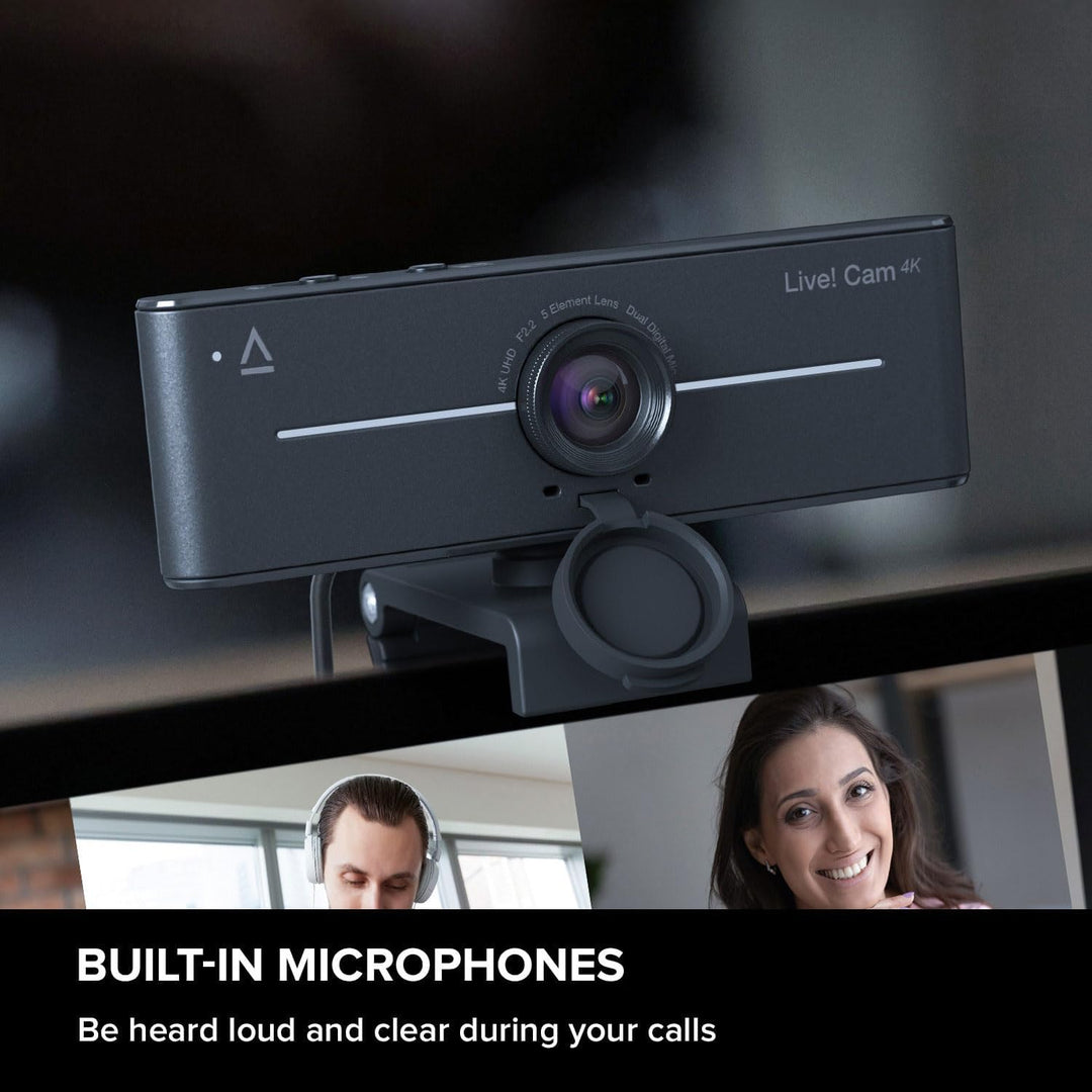 CREATIVE Live! Cam 4K UHD USB Webcam with Backlight Compensation, Up to 60 FPS, 95° Wide-Angle Lens,