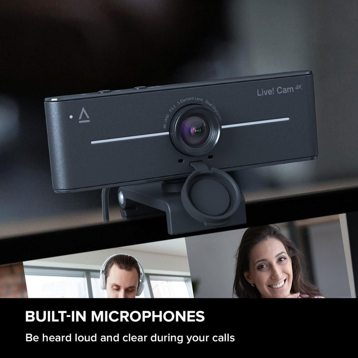CREATIVE Live! Cam 4K UHD USB Webcam with Backlight Compensation, Up to 60 FPS, 95° Wide-Angle Lens,