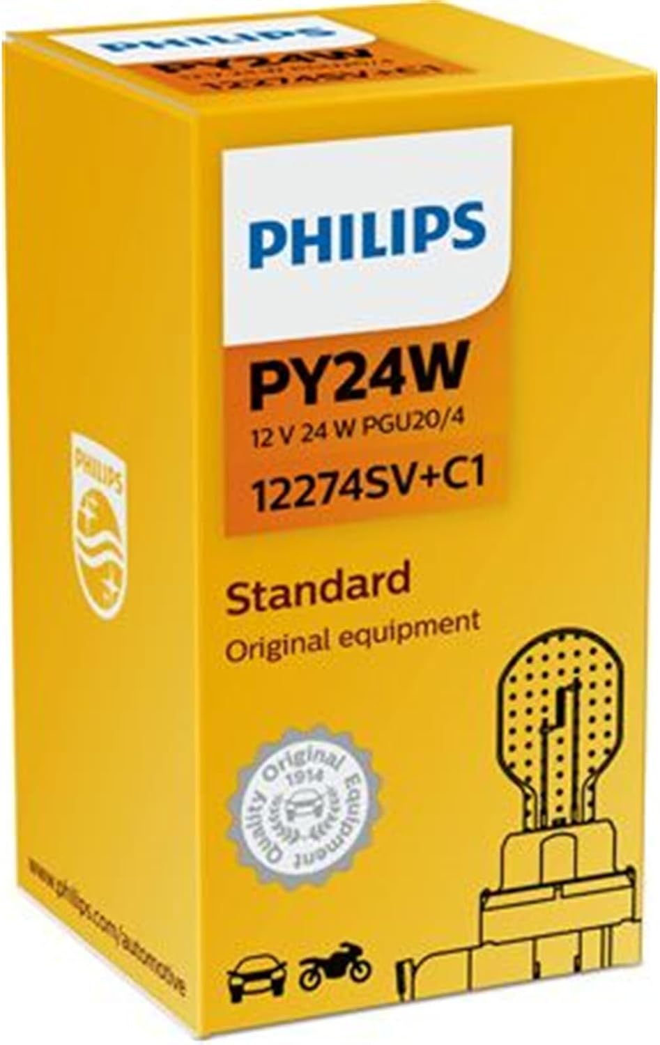 PY24W PHILIPS Lampen Autolampen 12V 24W PG20/4 12274SV+C1
