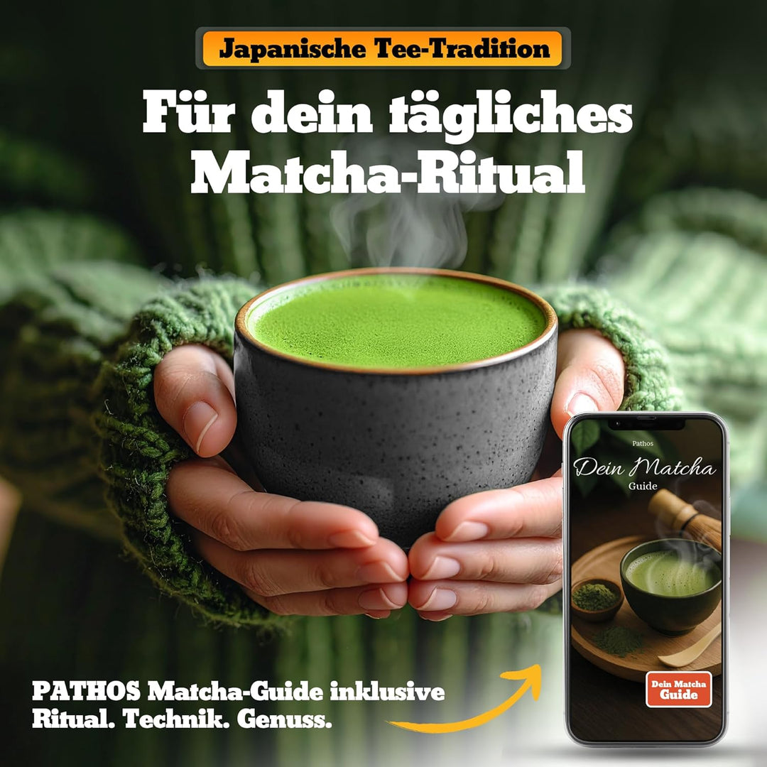 Premium Matcha Set aus Keramik - Traditionelles Matcha-Set mit Matcha Besen und Schale, Sieb und Bes