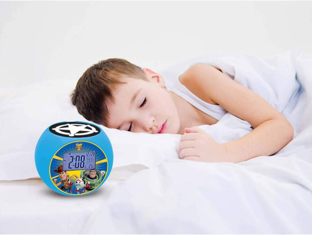 Lexibook Disney Toy Story Woody & Buzz Projektor-Radiowecker, Soundeffekte, Batterien, Blau, RL975TS