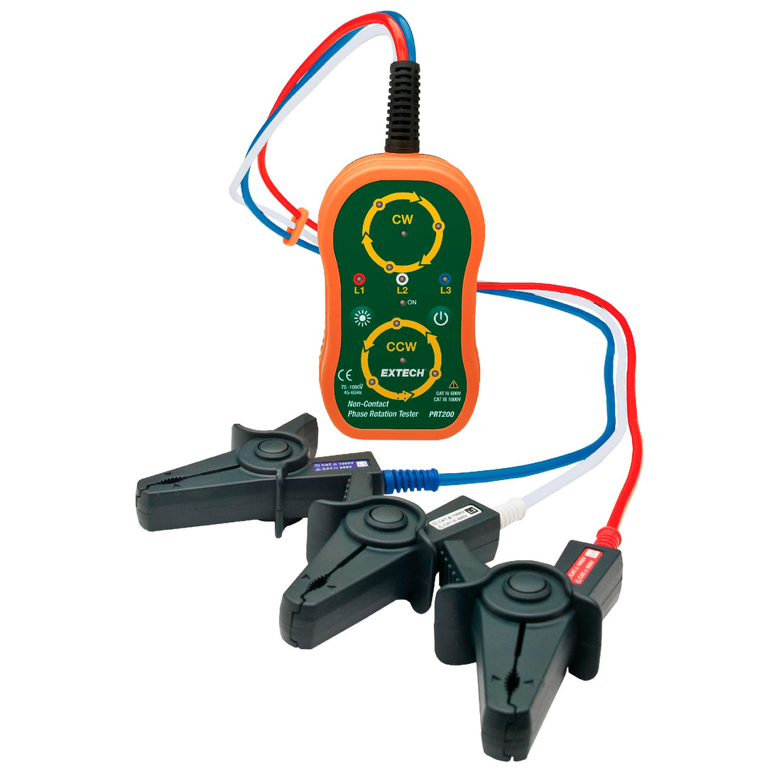 Extech Phasendrehrichtungsprüfer, 1 Stück, PRT200 | Phasenrotation (CW/CCW) und Live-Phasen-LEDs, 75