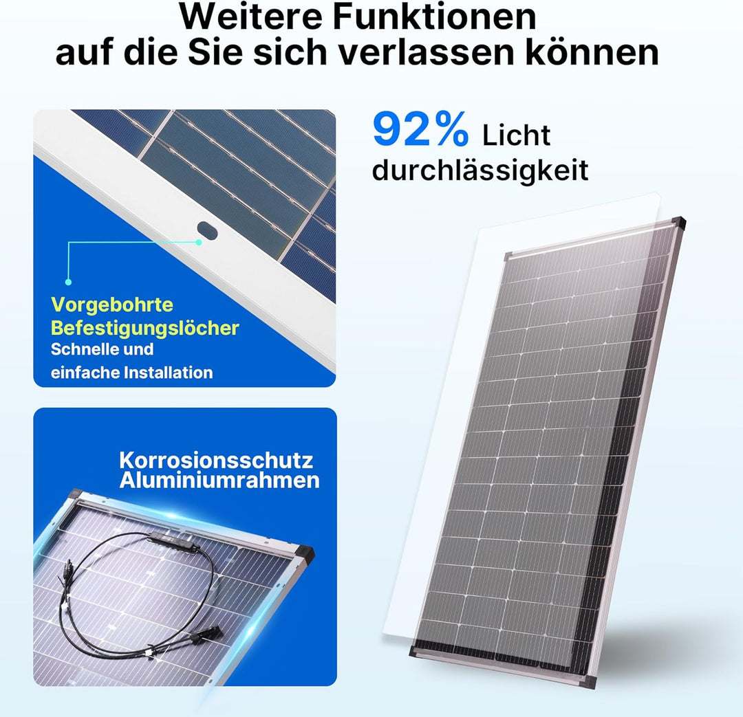Nicesolar 200W Solarpanel Solarmodul monokristallines Photovoltaik Solarzelle 200 Watt PV Modul für