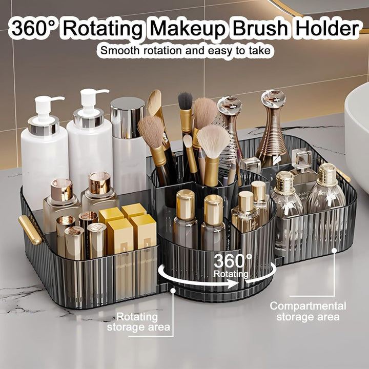 DASITON Make Up Organizer 360° Drehbar Pinsel Organizer, 2-in-1 Kosmetik Organizer mit Griff, Makeup