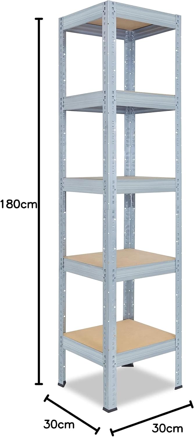 shelfplaza® 180x30x30cm Profi Schwerlastregal verzinkt/Metallregal mit 5 Böden à 200kg Tragkraft/Kel