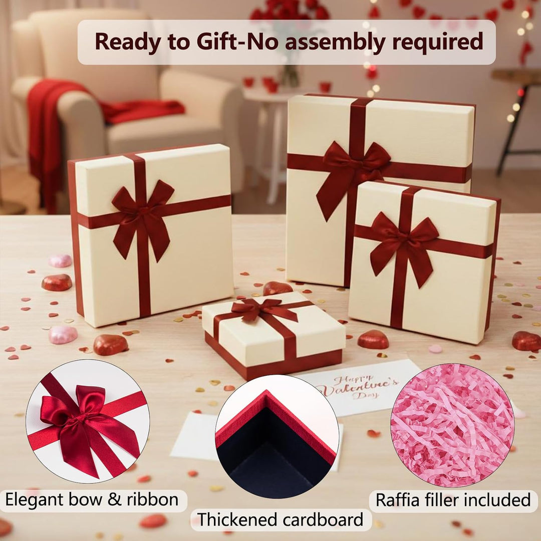 Eerbaier Geschenkboxen mit Deckel, 4 Boxen für Geschenke, Luxus-Geschenkboxen für Geschenke, dekorat