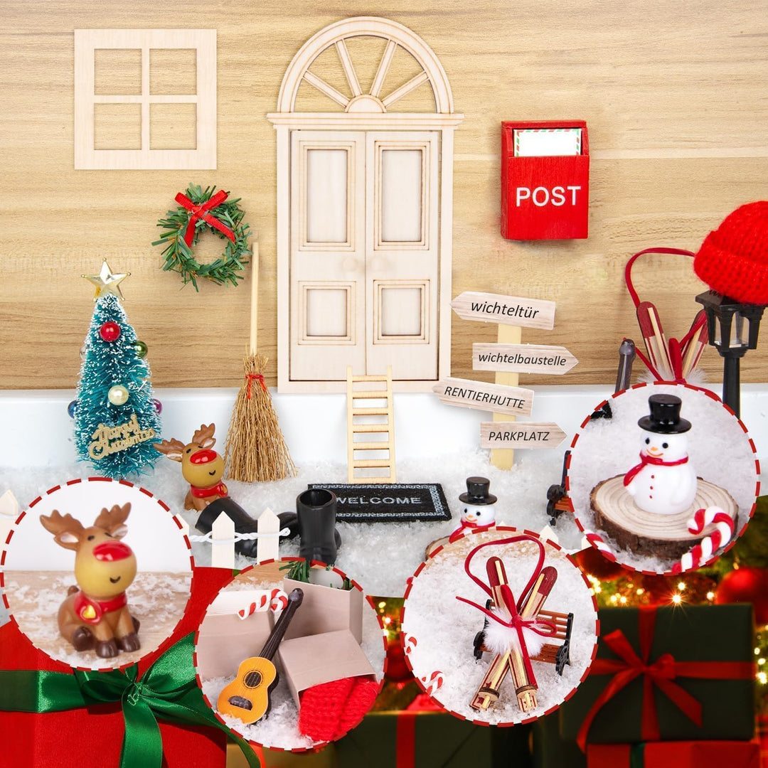 Orifinter Wichtel Zubehör, 37PCS Wichteltür Set, Wichtel Zubehör Weihnachten, Wichtel Baustelle, Wic