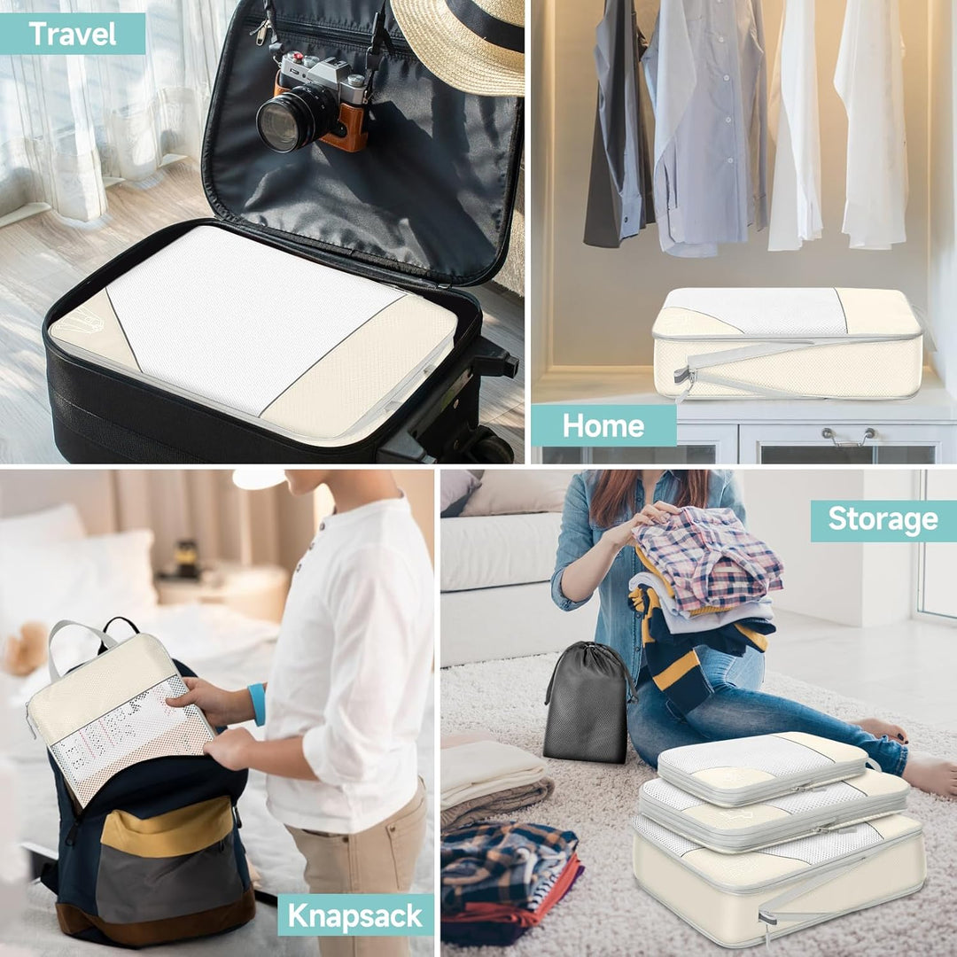 Packwürfel Set 10 Teilig Compression Packing Cubes,Platzsparendes Koffer Organizer für Travel Essent